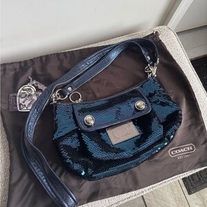 Coach Blue Sequin Poppy Groovy Crossbody Handbag